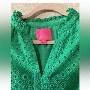 Lilly Pulitzer Novella Eyelet A-Line Dress Agave Green Size M